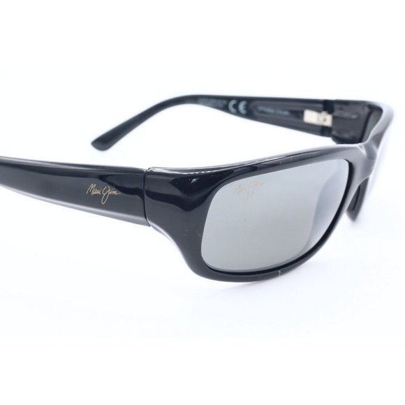 Maui Jim Polarized Wrap Sunglasses MJ 103-02 Gloss Black Neutral Grey (A) - Picture 3 of 7